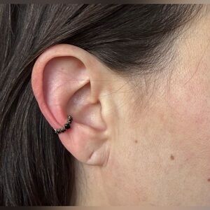 Melinda Maria Stella Ear Cuff with Black CZs